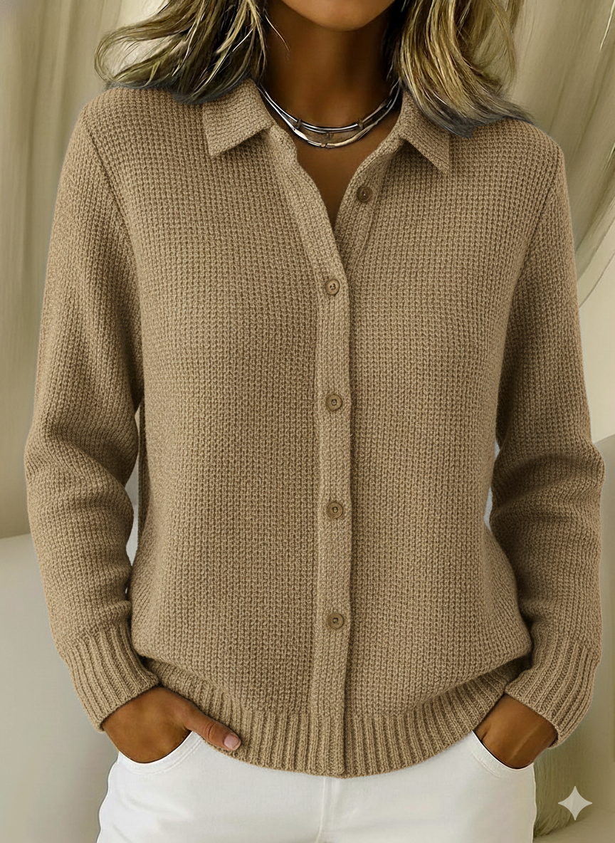 CLEARANCE SALE🔥Women's Casual Cotton Waffle Knit Button Cardigan Sweater