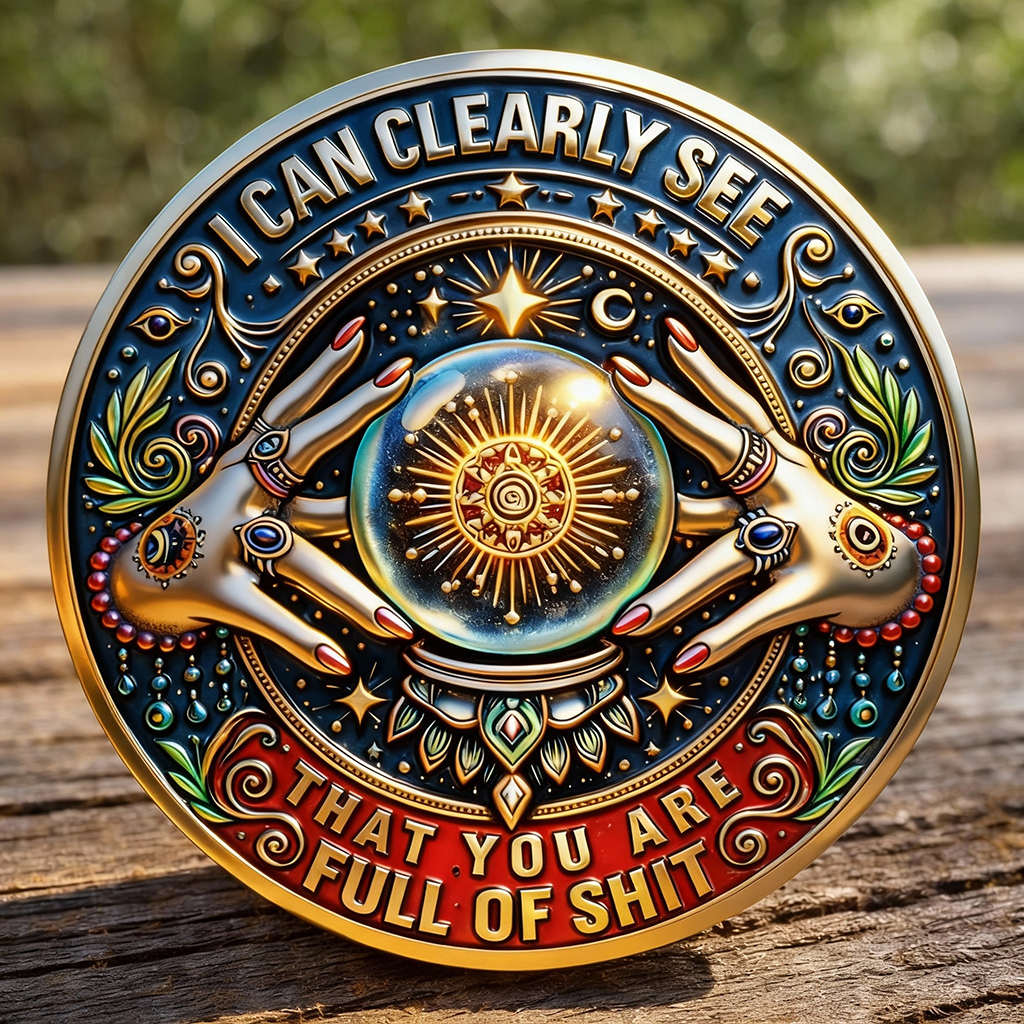 “The Truth Always Reveals Itself” Crystal Ball & All-Seeing Eye Challenge Coin