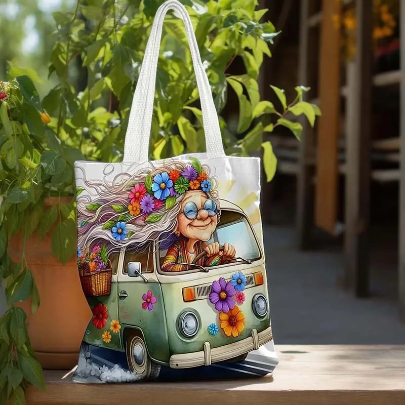 🌸Cute Flowering Van Grandma Pendant Earrings🚐