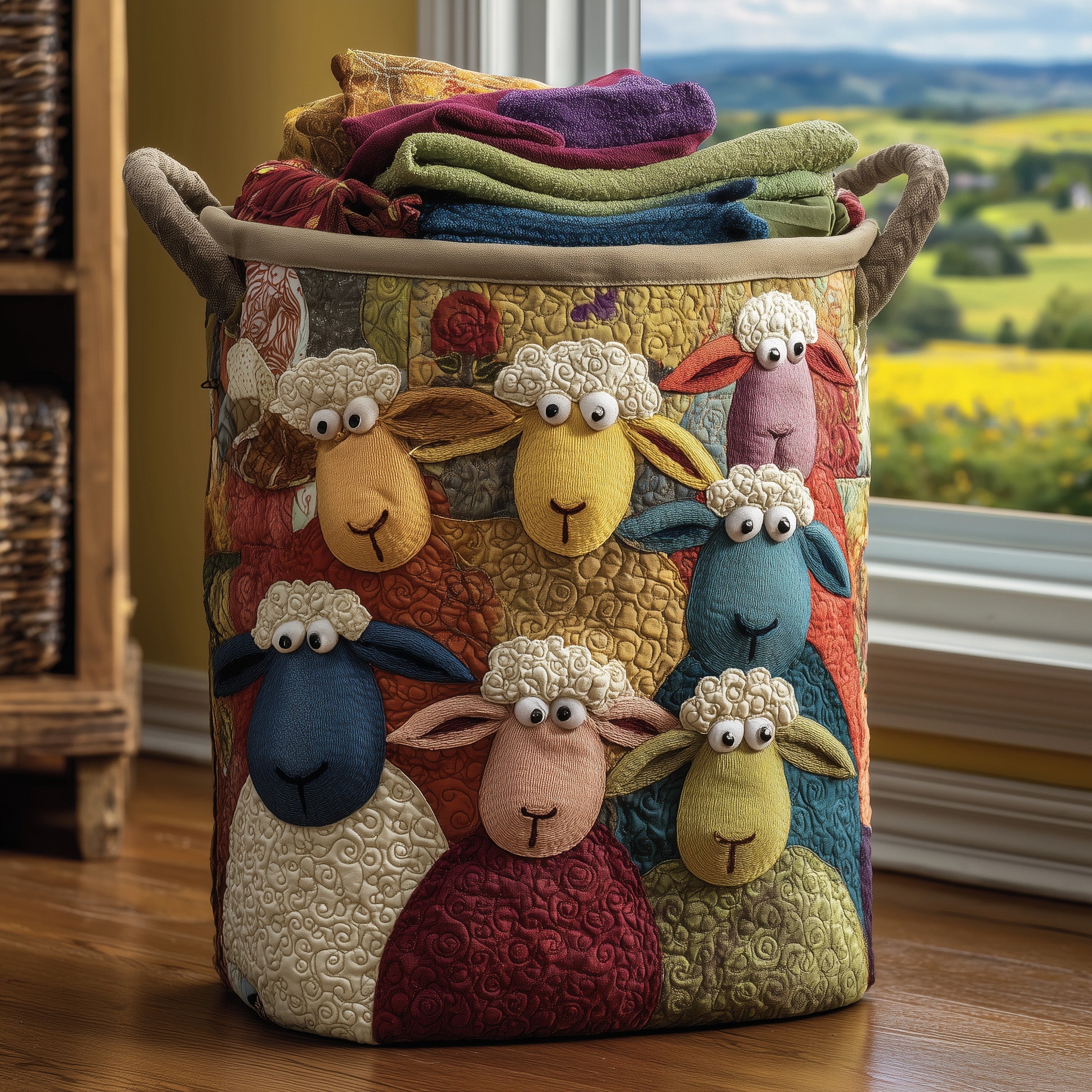 Sheep Heaven Quilted Laundry Basket GFTONL5886