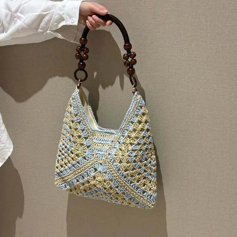 🔥Handmade Woven Tote Bag with Inner Pouch – Fashion Crochet Shoulder Bag for Summer & Beach🏖️☀️