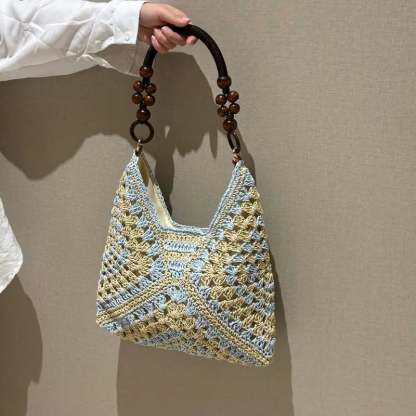 🔥Handmade Woven Tote Bag with Inner Pouch – Fashion Crochet Shoulder Bag for Summer & Beach🏖️☀️