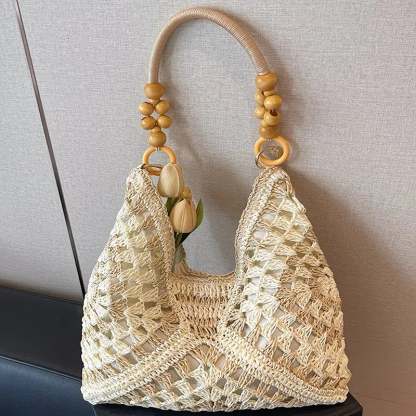 🔥Handmade Woven Tote Bag with Inner Pouch – Fashion Crochet Shoulder Bag for Summer & Beach🏖️☀️