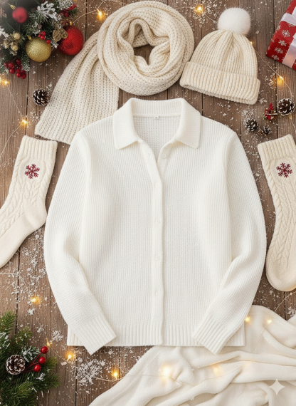 CLEARANCE SALE🔥Women's Casual Cotton Waffle Knit Button Cardigan Sweater