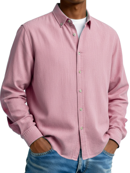 Men's Fashion Casual Retro Turn-Down Collar Long-Sleeve Shirt
