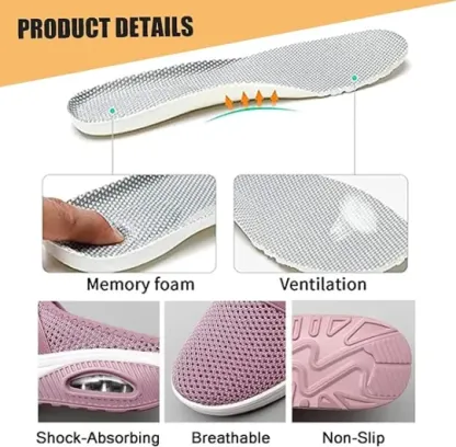 Diabetic Air-Cushion Slip-On Walking Shoes, Orthopedic Diabetic Slippers, with Arch-Support for Women