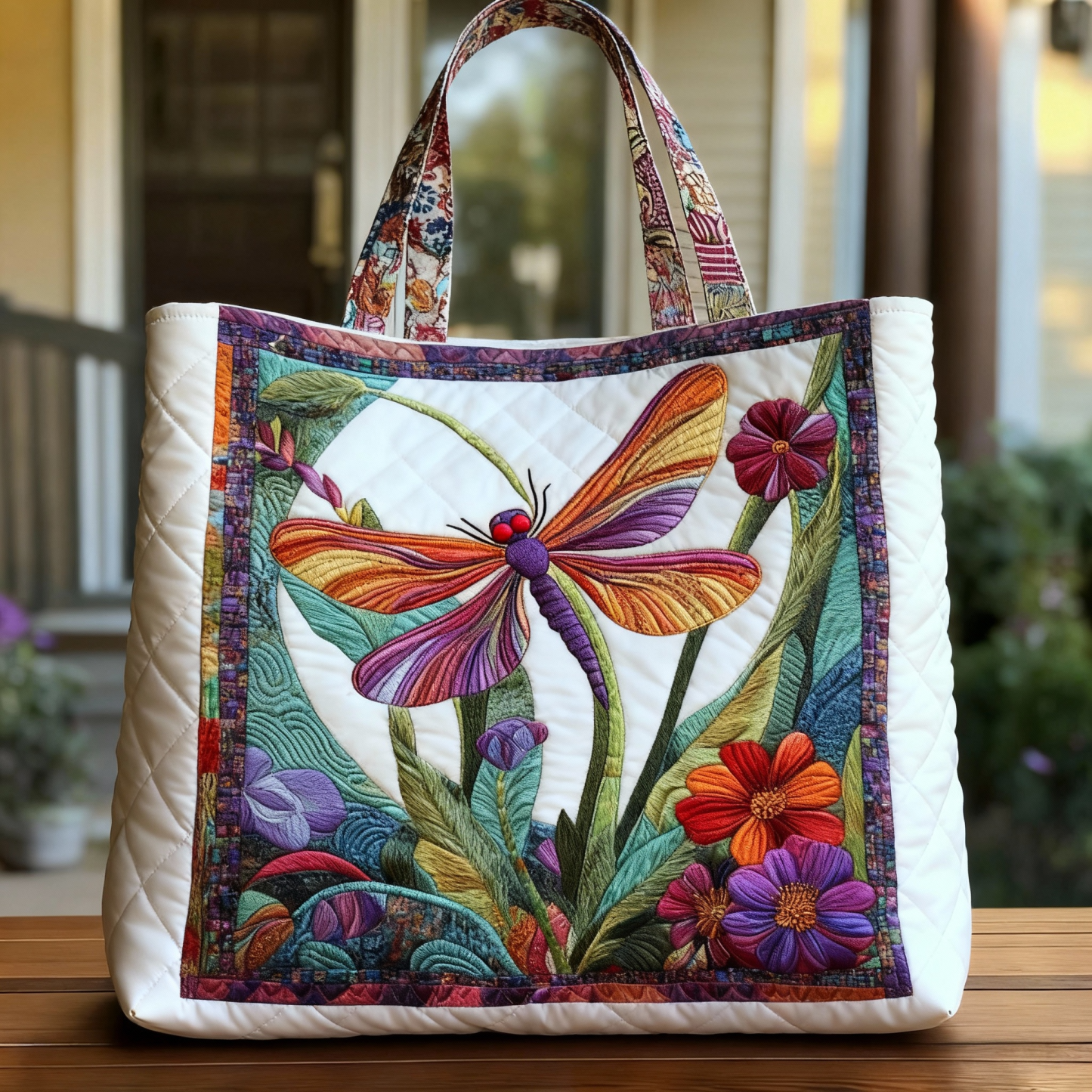 Stylish and interesting quilted tote bag