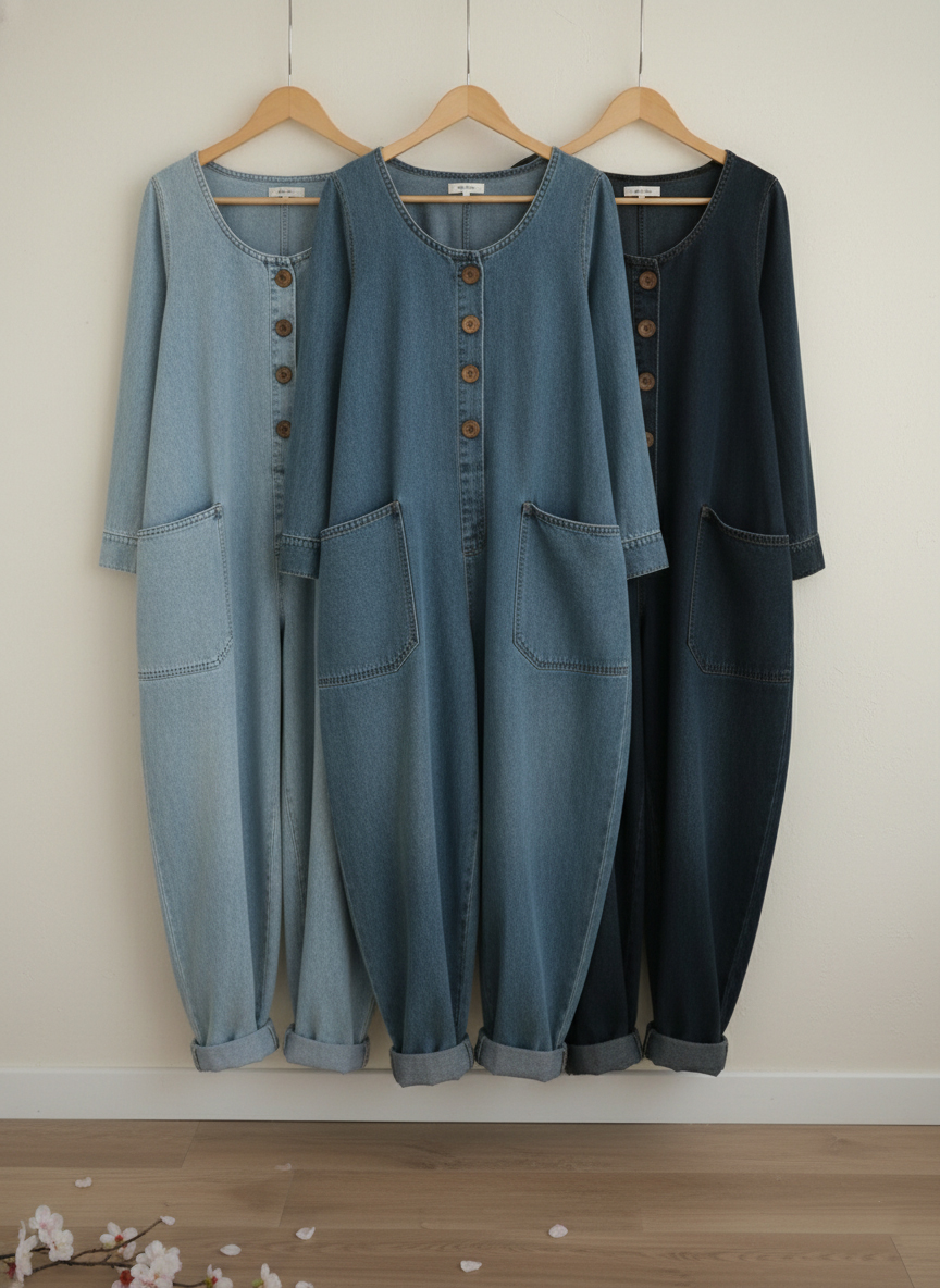 CLEARANCE SALE🔥 Women's Casual Cotton Long sleeves and Denim Jumpsuit