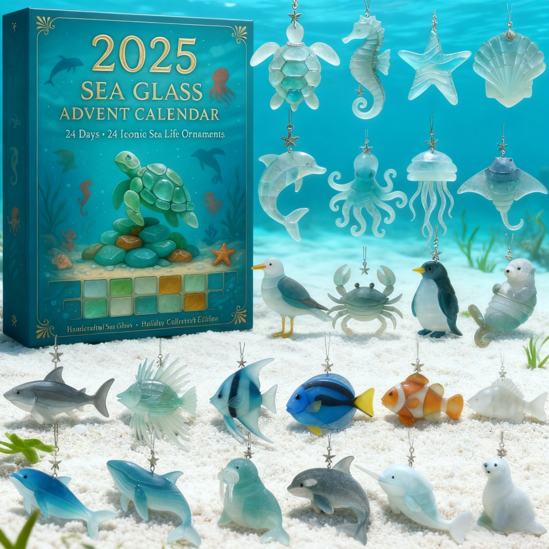 🔥Limited Edition, Only 100 Sets Left! - 🌊2025 Sea Glass Advent Calendar · Ocean Treasures(🌊 10% of proceeds support U.S. marine life protection.)