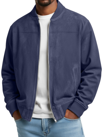 Men's Simple Suede Casual Zipper Jacket