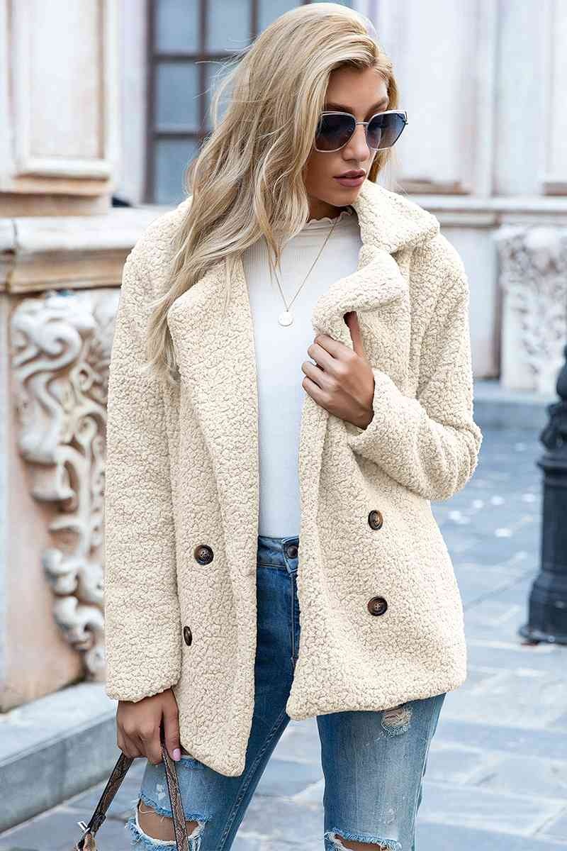 Christmas Hot Sales: 60% Off - Women’s Sherpa Teddy Jacket – Warm Fleece Coat with Double Buttons