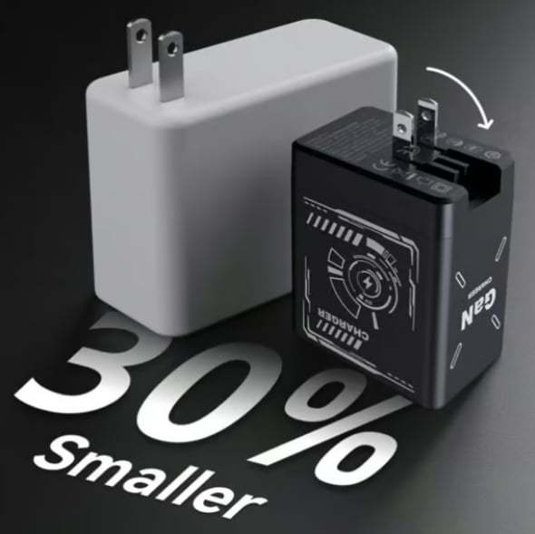 2-in-1 GaN PD3.0  Charger with Retractable Cables(Plug specifications: US standard plug)