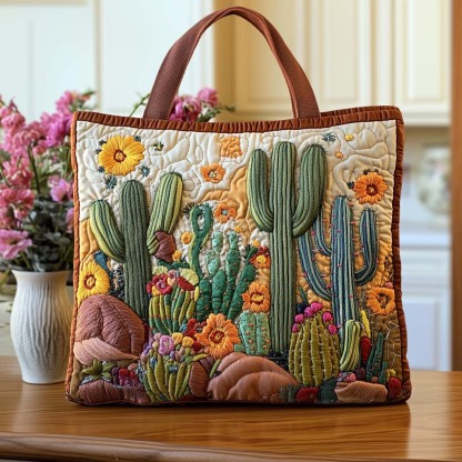 Cactus Summer Days Quilted Tote  Bag
