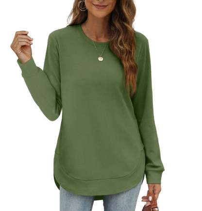 ⏰Hot Sale-Women's Sweatshirt Crewneck Curved Hem