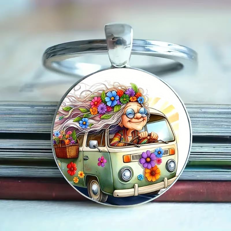 🌸Cute Flowering Van Grandma Pendant Earrings🚐