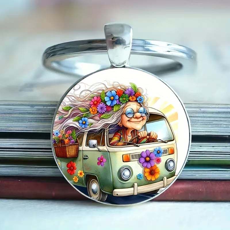🌸Cute Flowering Van Grandma Pendant Earrings🚐