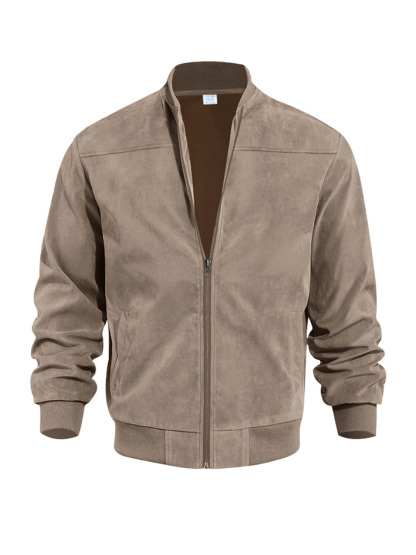 Men's Simple Suede Casual Zipper Jacket