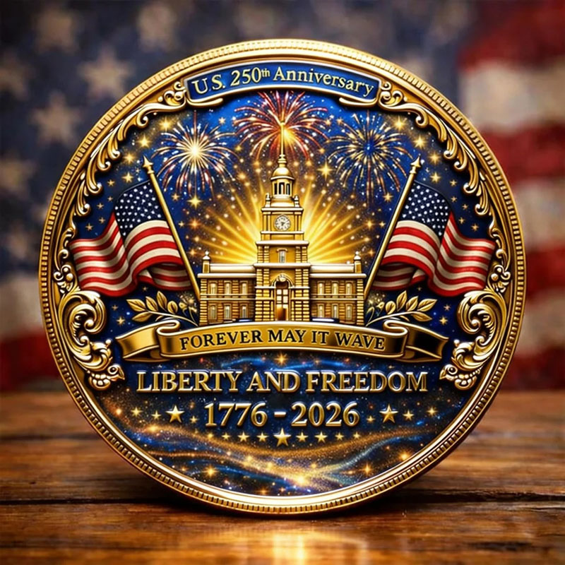 Eagle & Liberty & Cross United States 250th Anniversary Commemorative Coin