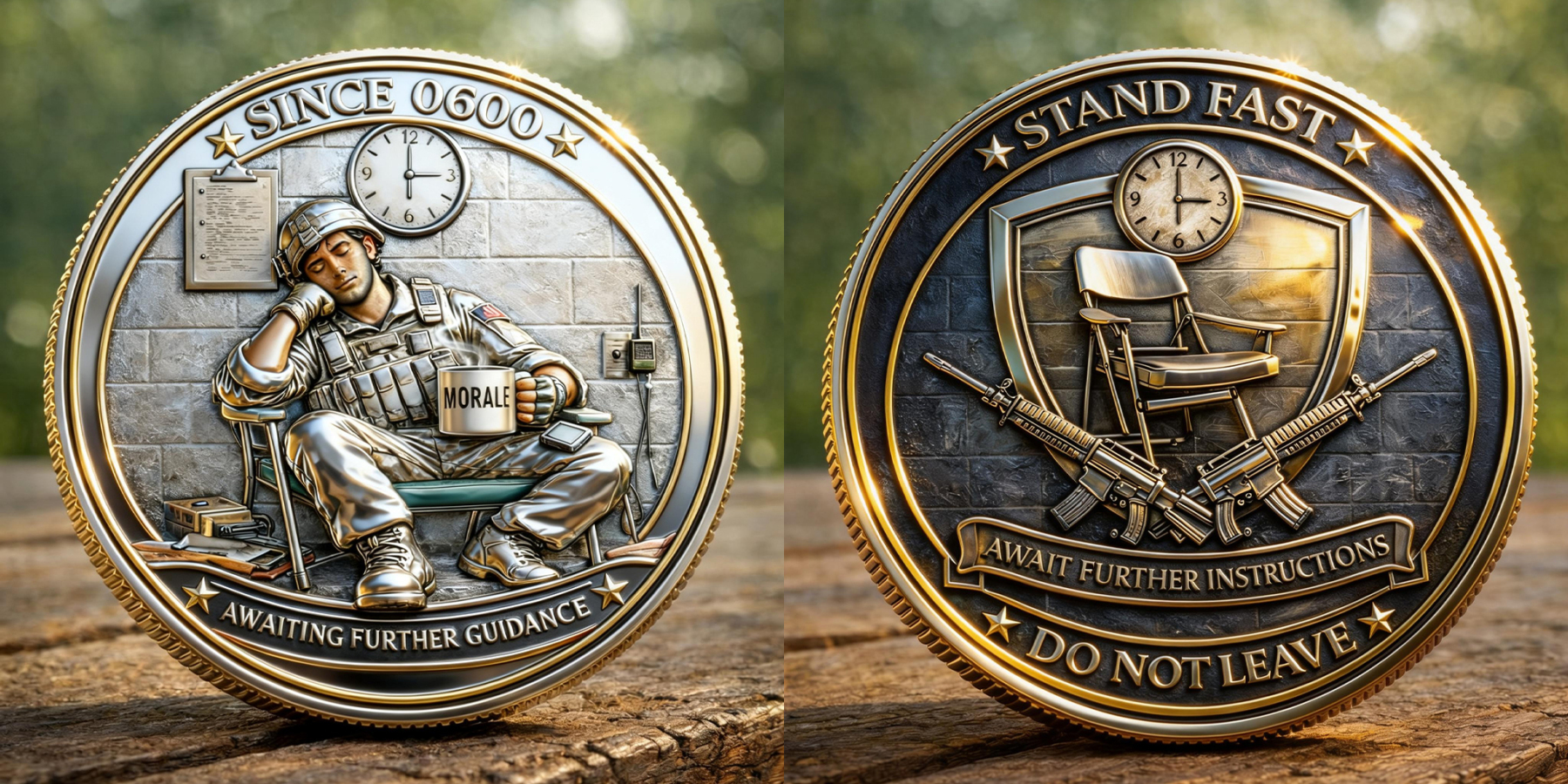 “Awaiting Further Guidance” Military Morale Challenge Coin