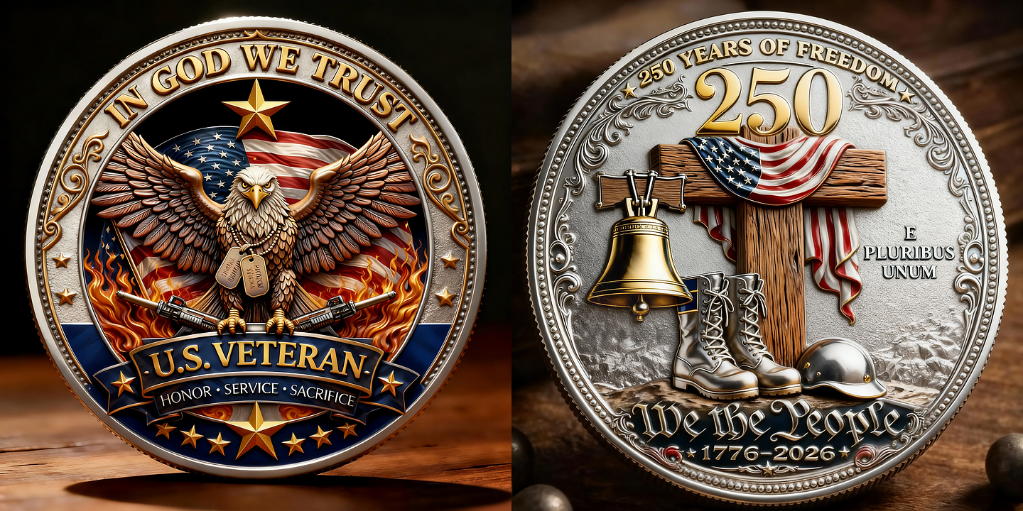 U.S. Veteran – In God We Trust | 250 Years of Freedom Commemorative Coin