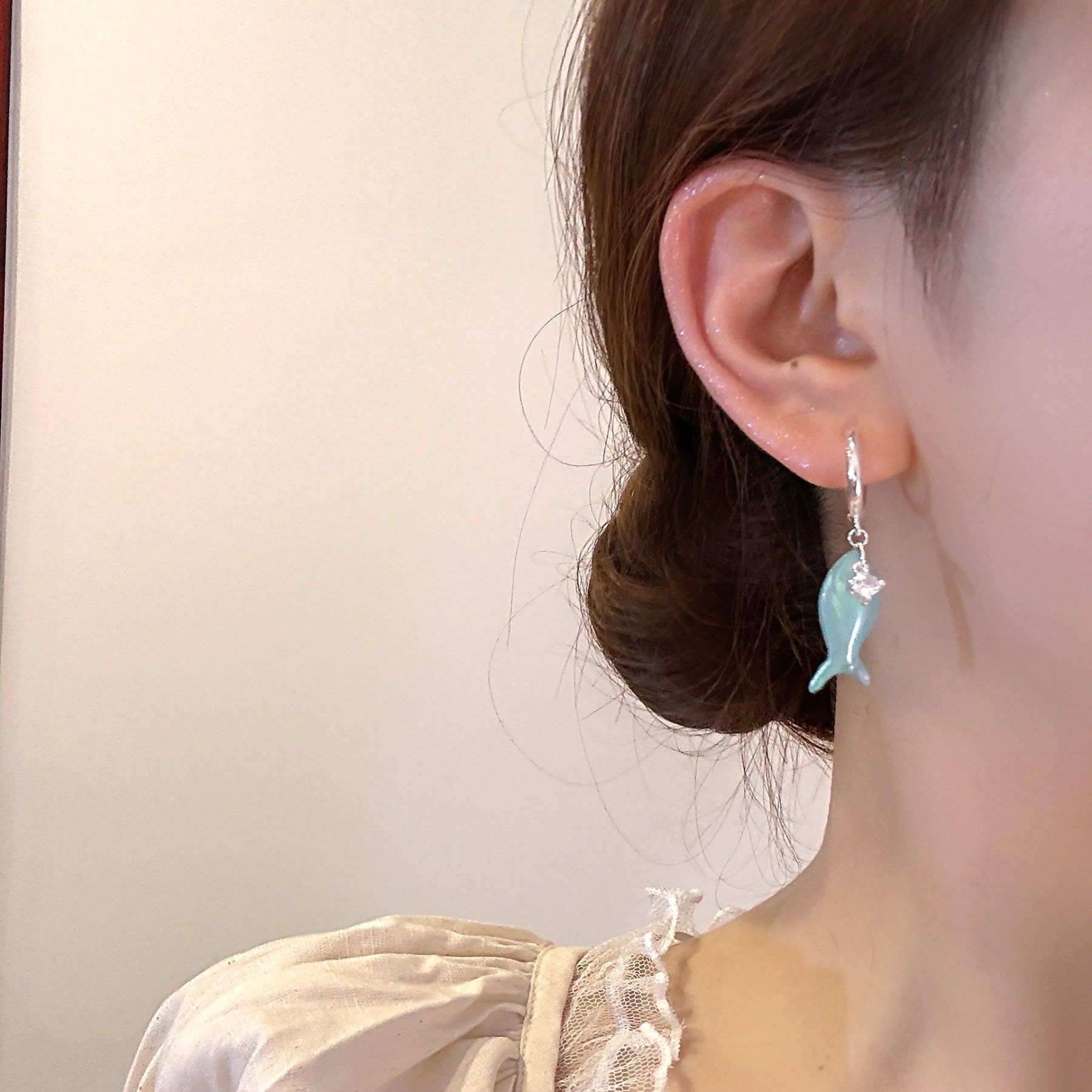 🐟✨ Ocean Dream Blue Fish Tail Earrings