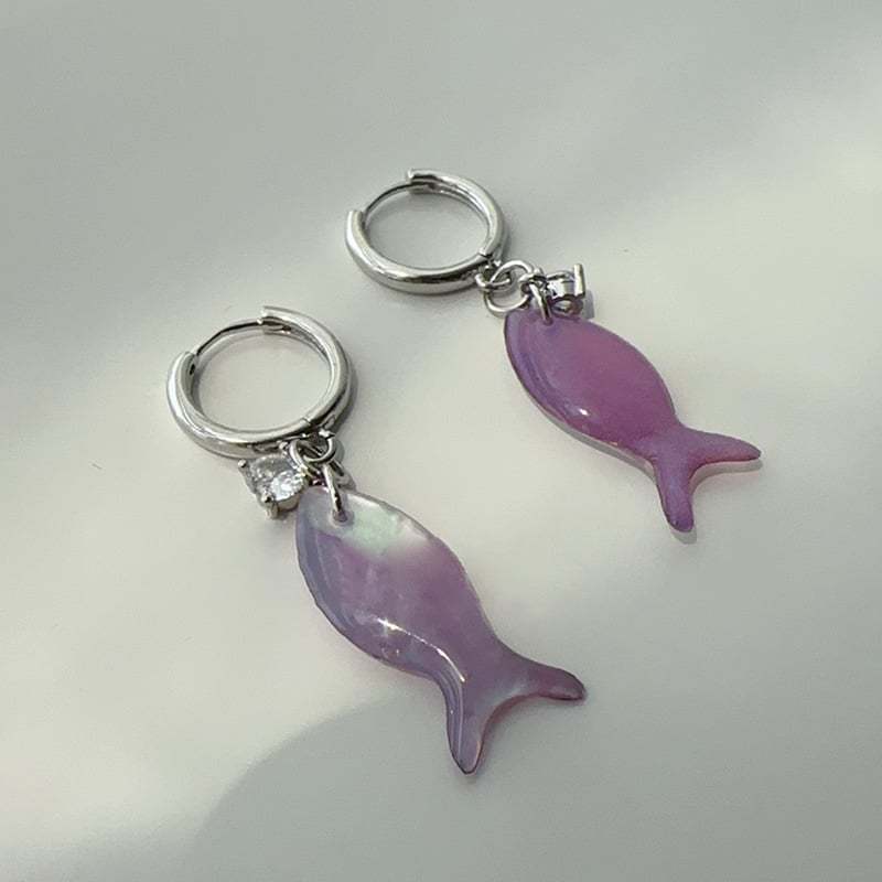 🐟✨ Ocean Dream Blue Fish Tail Earrings