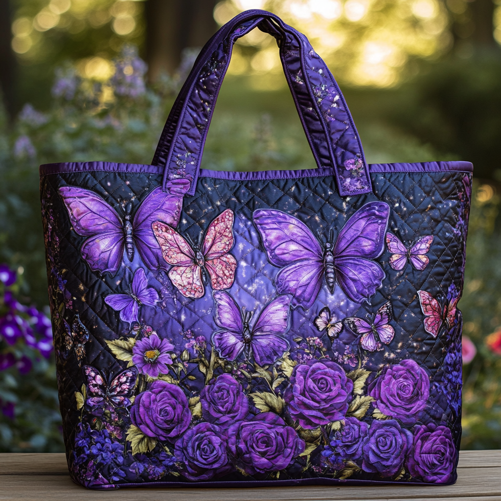 Butterfly Charm Quilted Tote  Bag