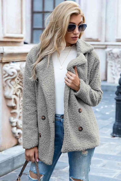 Christmas Hot Sales: 60% Off - Women’s Sherpa Teddy Jacket – Warm Fleece Coat with Double Buttons