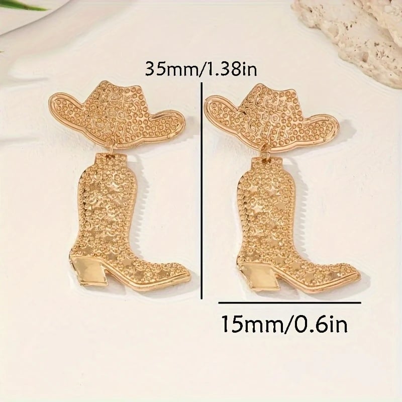 🤠 Fashion Retro Western Cowboy Boots and Hat Shaped Earrings👢