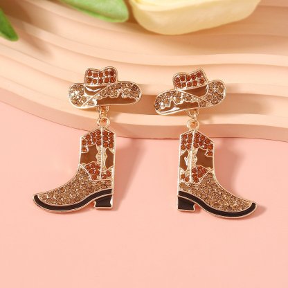 🤠 Fashion Retro Western Cowboy Boots and Hat Shaped Earrings👢