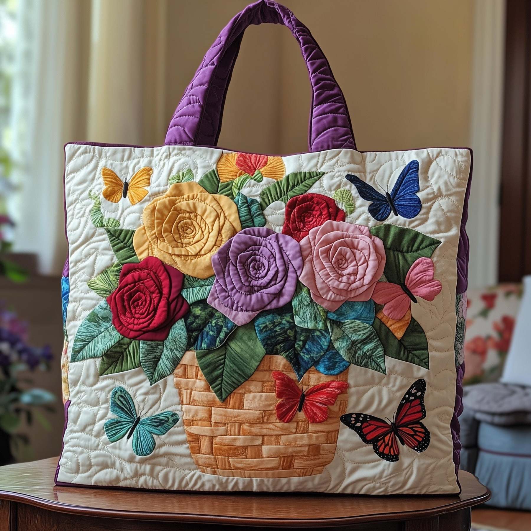 Blooming Rose Quilted Tote Bag GFTOTP8963