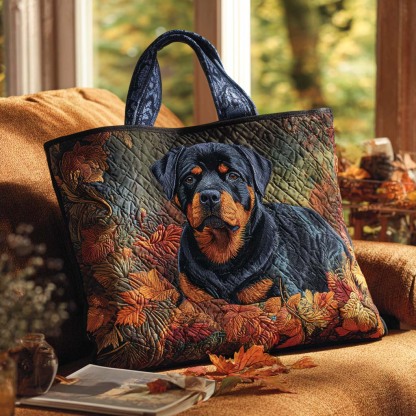 Autumn Rottweiler Rest Quilted Tote  Bag