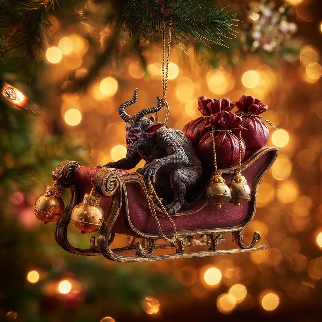 2026 Krampus Christmas Mica Ornament – Dark Holiday Mischief Collection