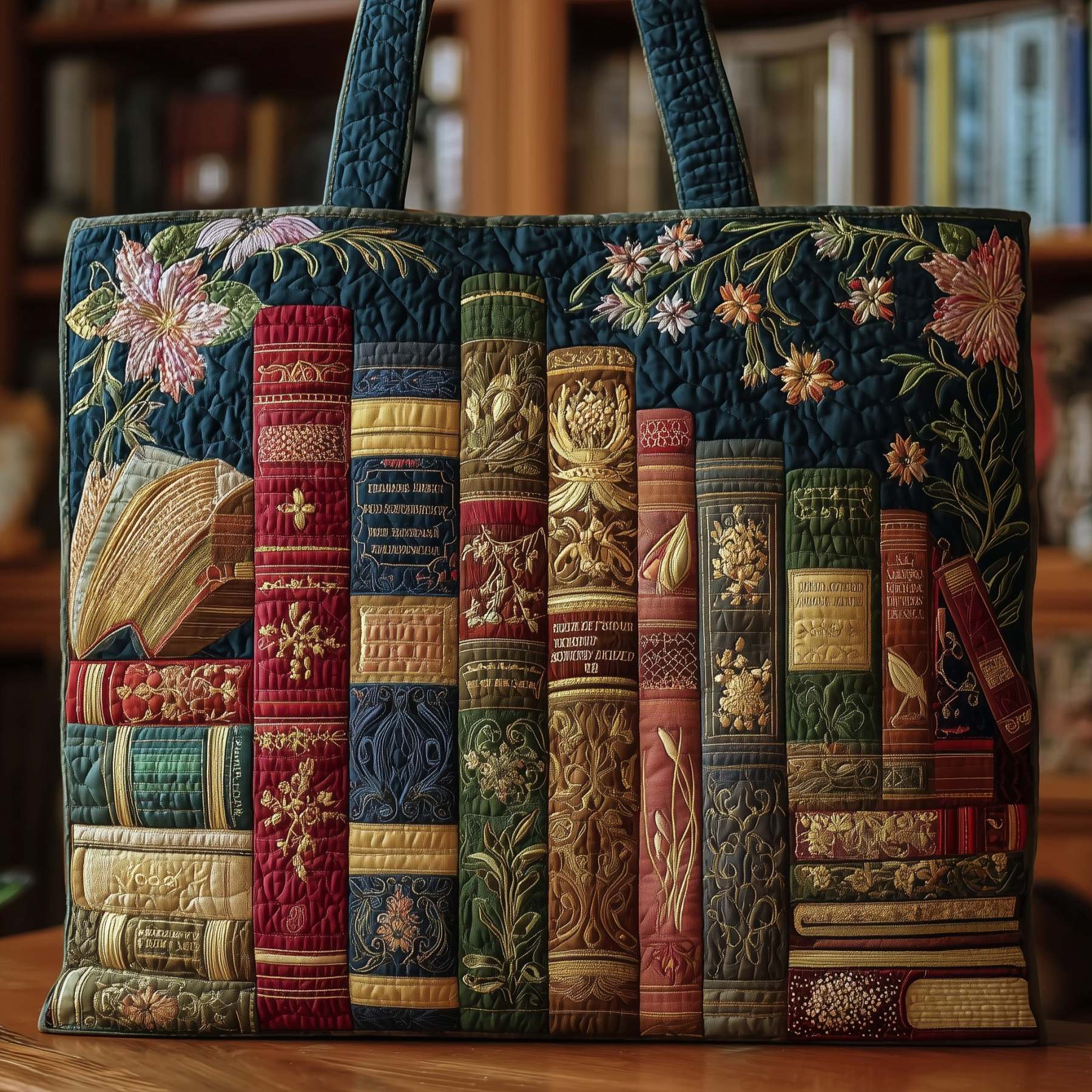 Vintage Bookworm Quilted Tote Bag GFTONL5213
