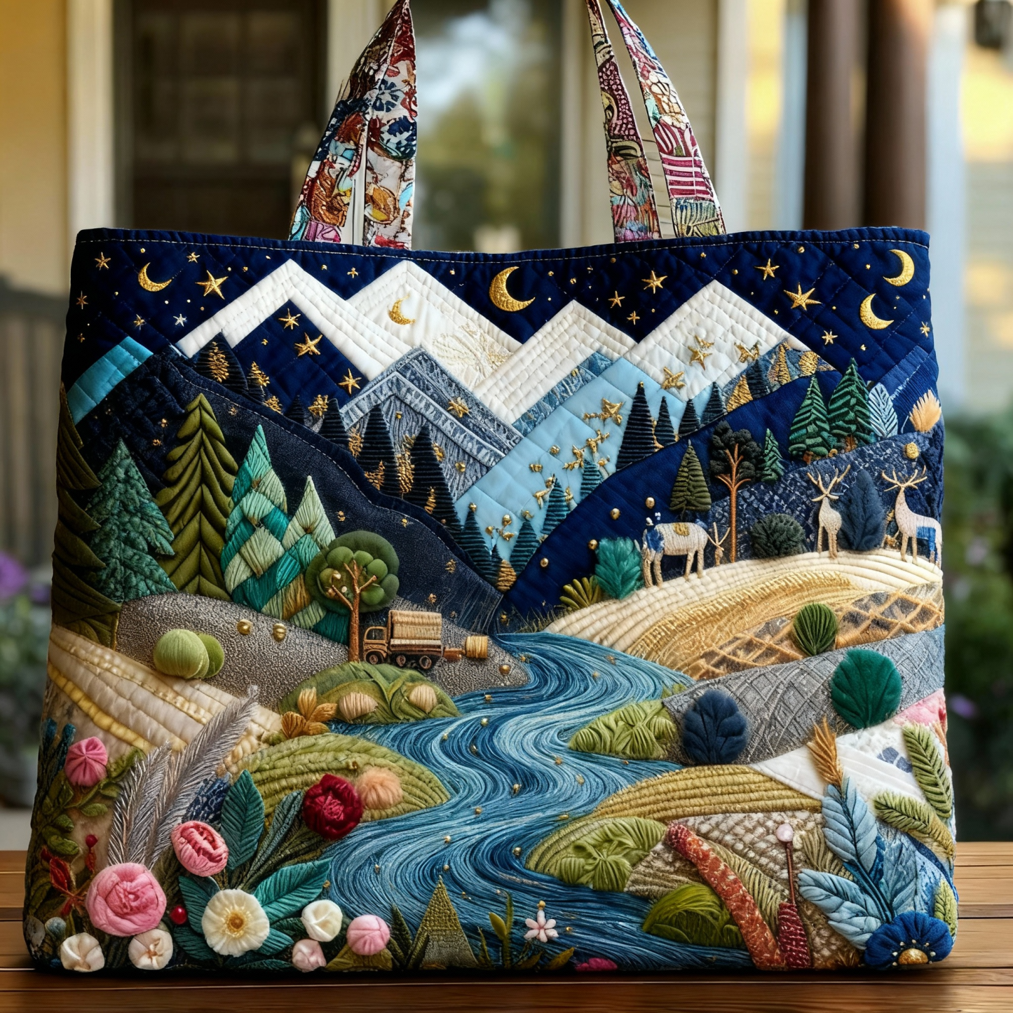 Stylish and interesting quilted tote bag