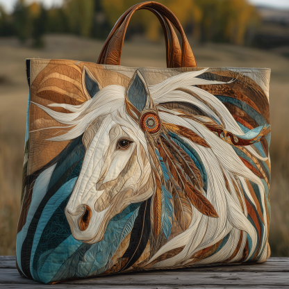 Horse Of Legends Quilted Tote  Bag