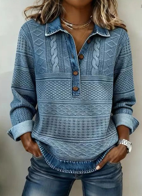 🔥 Women's Vintage Autumn/Winter Knitted Denim Shirt