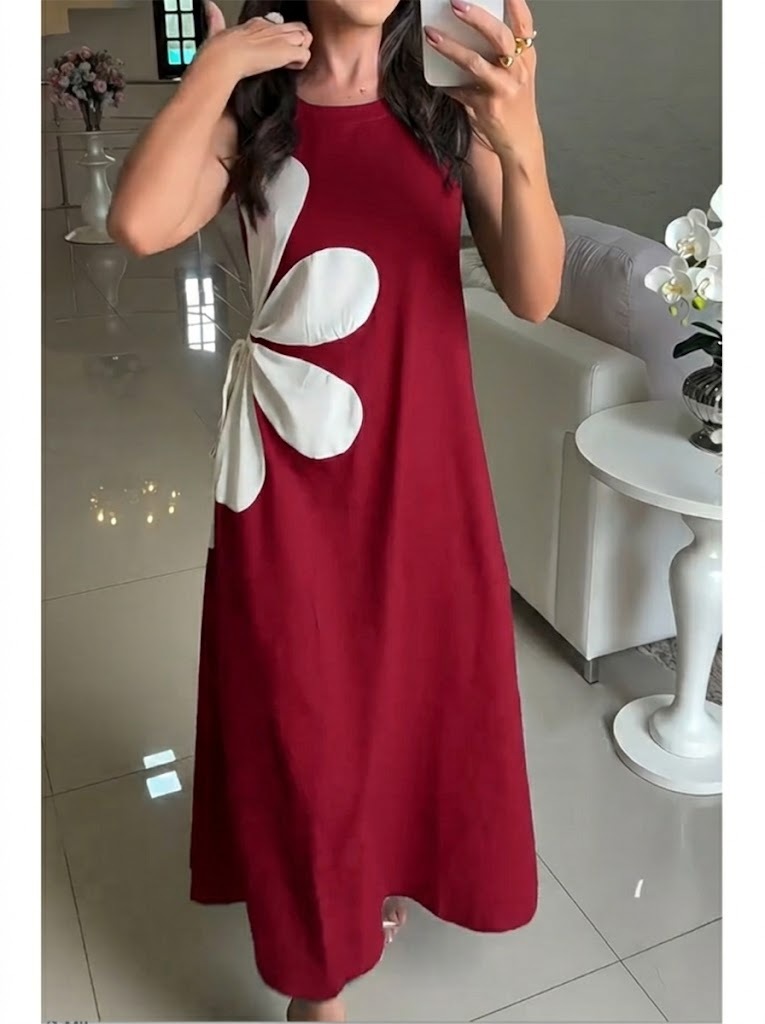 Fashionable Patchwork Sleeveless Cotton Dress