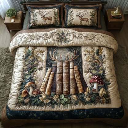 Vintage Books 3-Piece Quilted Bedding Set NCU0VT126