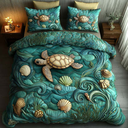 Turtle 3-Piece Quilted Bedding Set NCU0VT170