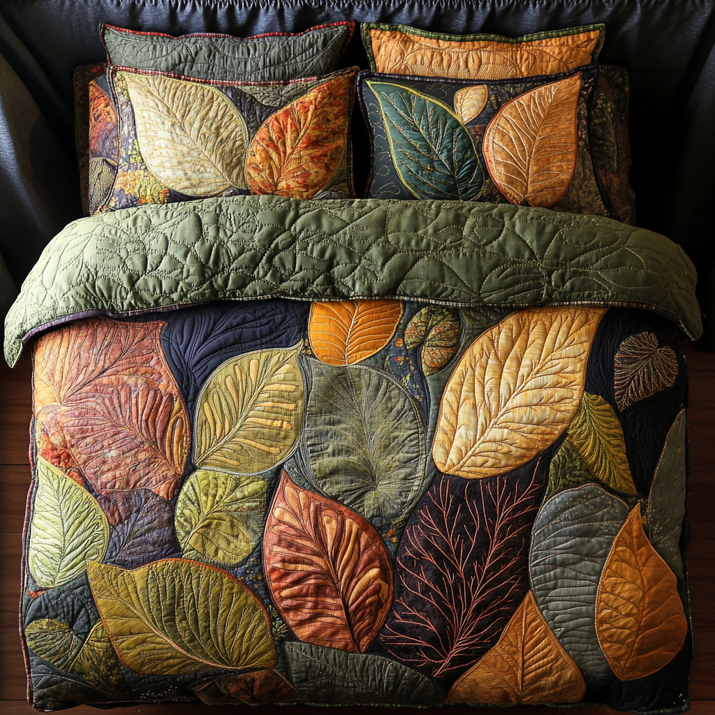 Autumn Leaf 3-Piece Quilted Bedding Set NCU0DK7985