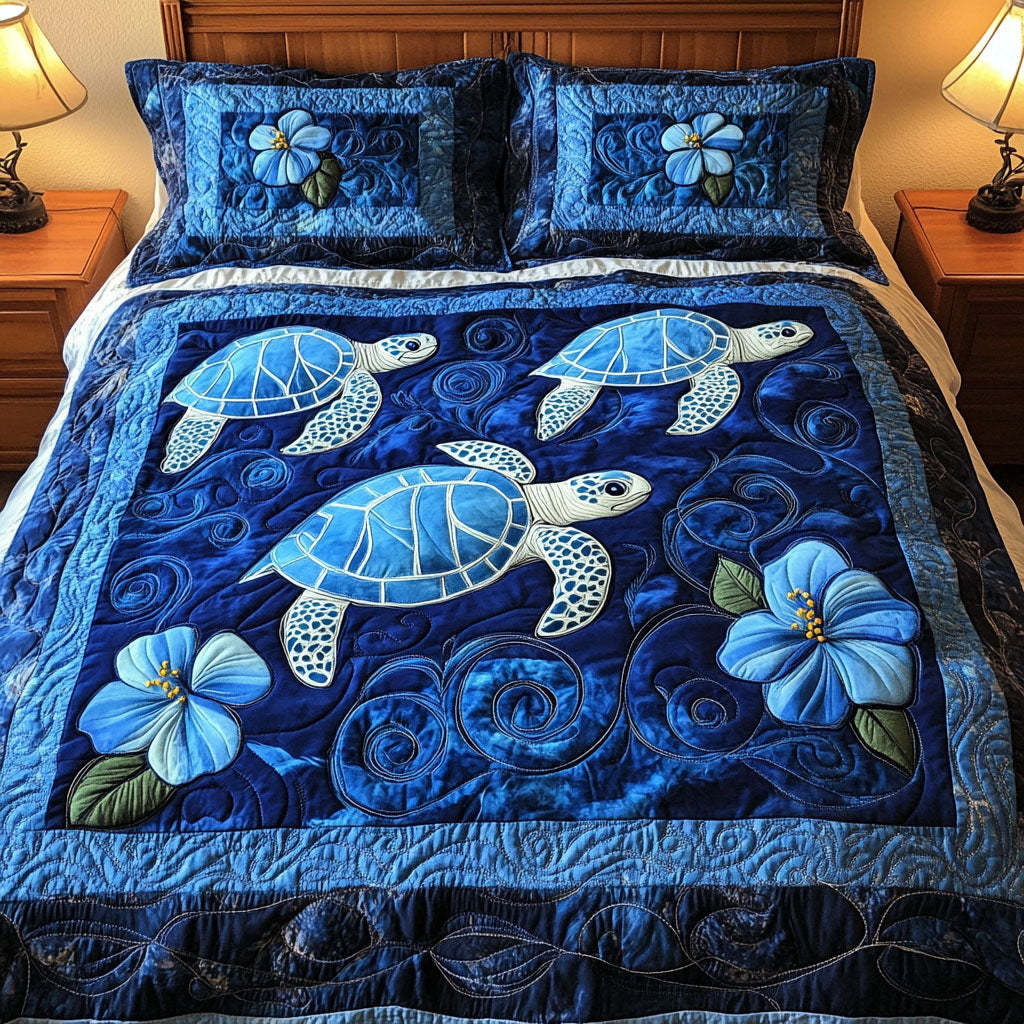 Turtle 3-Piece Quilted Bedding Set NCU0VT170