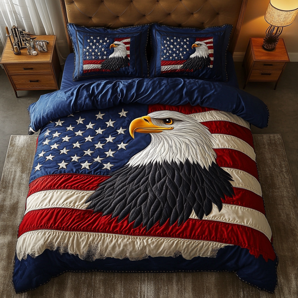Eagle Patriotic 3-Piece Quilted Bedding Set NCU0VT200
