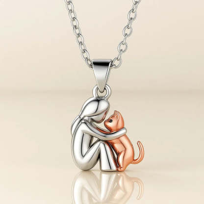 Cat Hug Pendant Necklace
