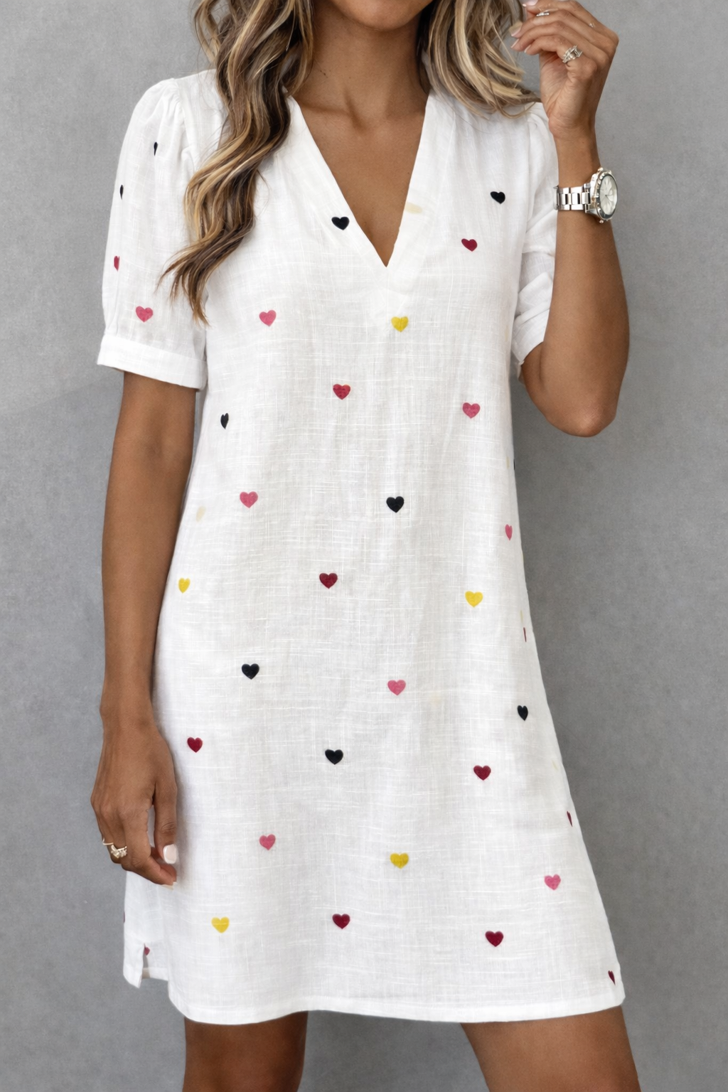 New Arrival 🔥 Women's Casual V-Neck Dress with Heart Print