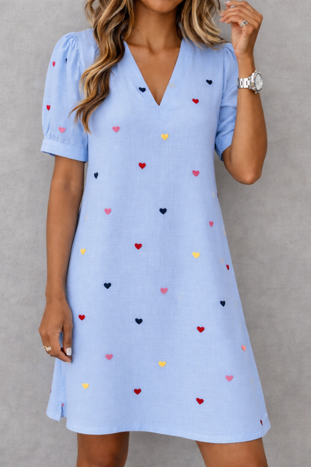 New Arrival 🔥 Women's Casual V-Neck Dress with Heart Print