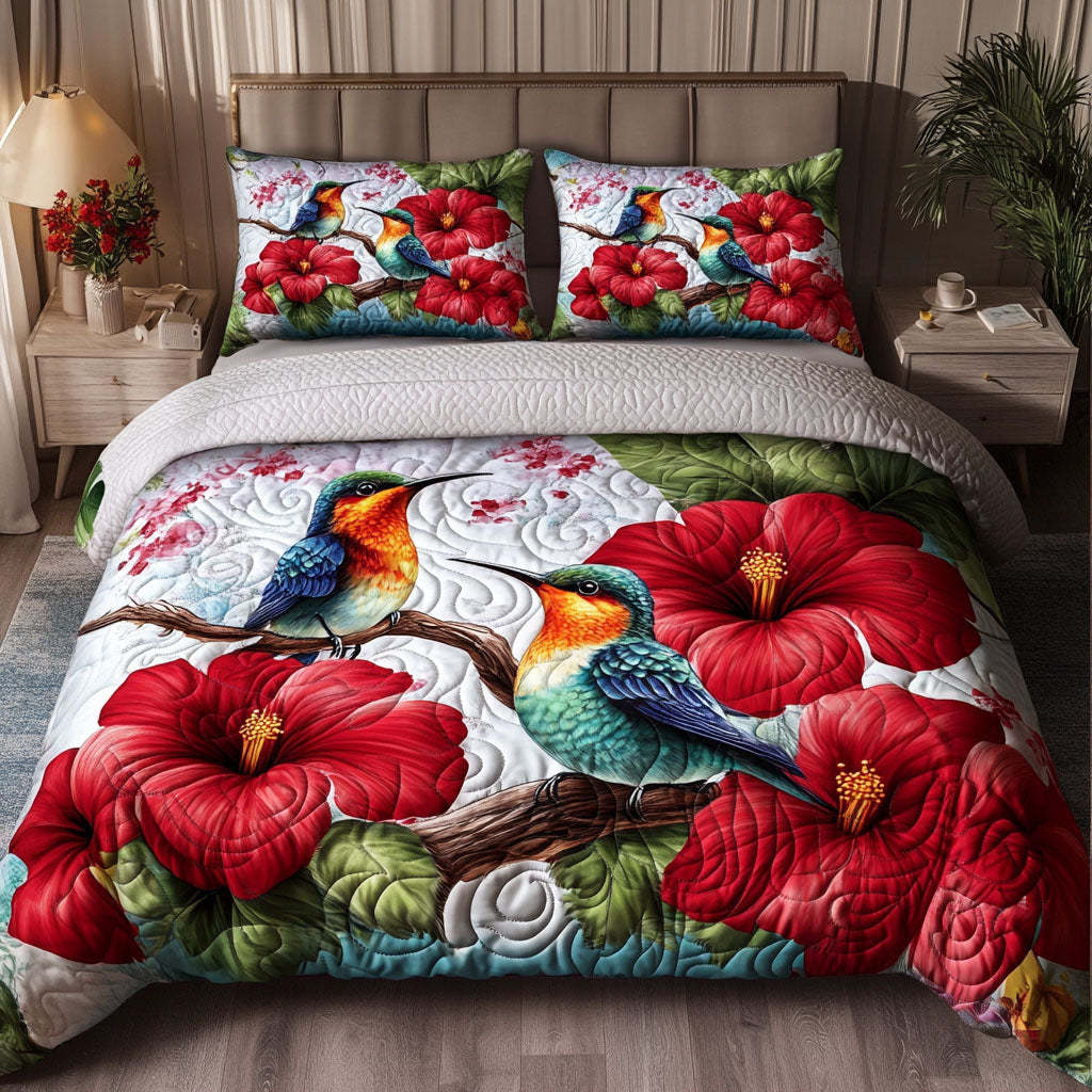 Hummingbird 3-Piece Quilted Bedding Set NCU0VT156