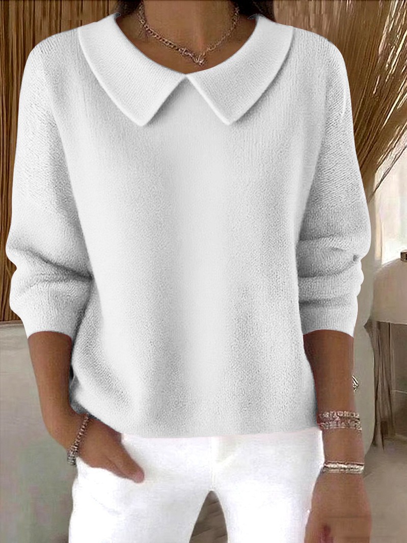 Women's Elegant Casual Peter Pan Collar 3/4 Sleeve Sweater