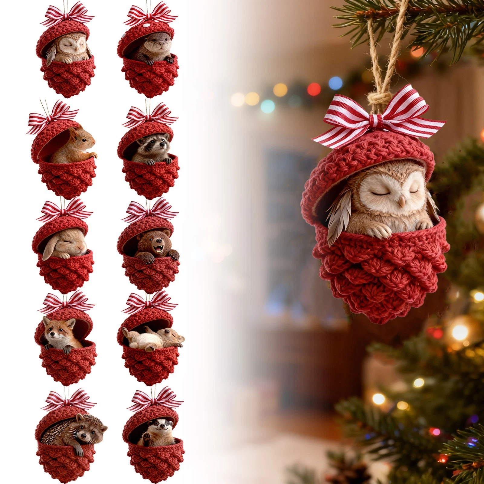 🎁❤️Forest Animal Acorn Ornaments – Warm Forest Christmas Decorations