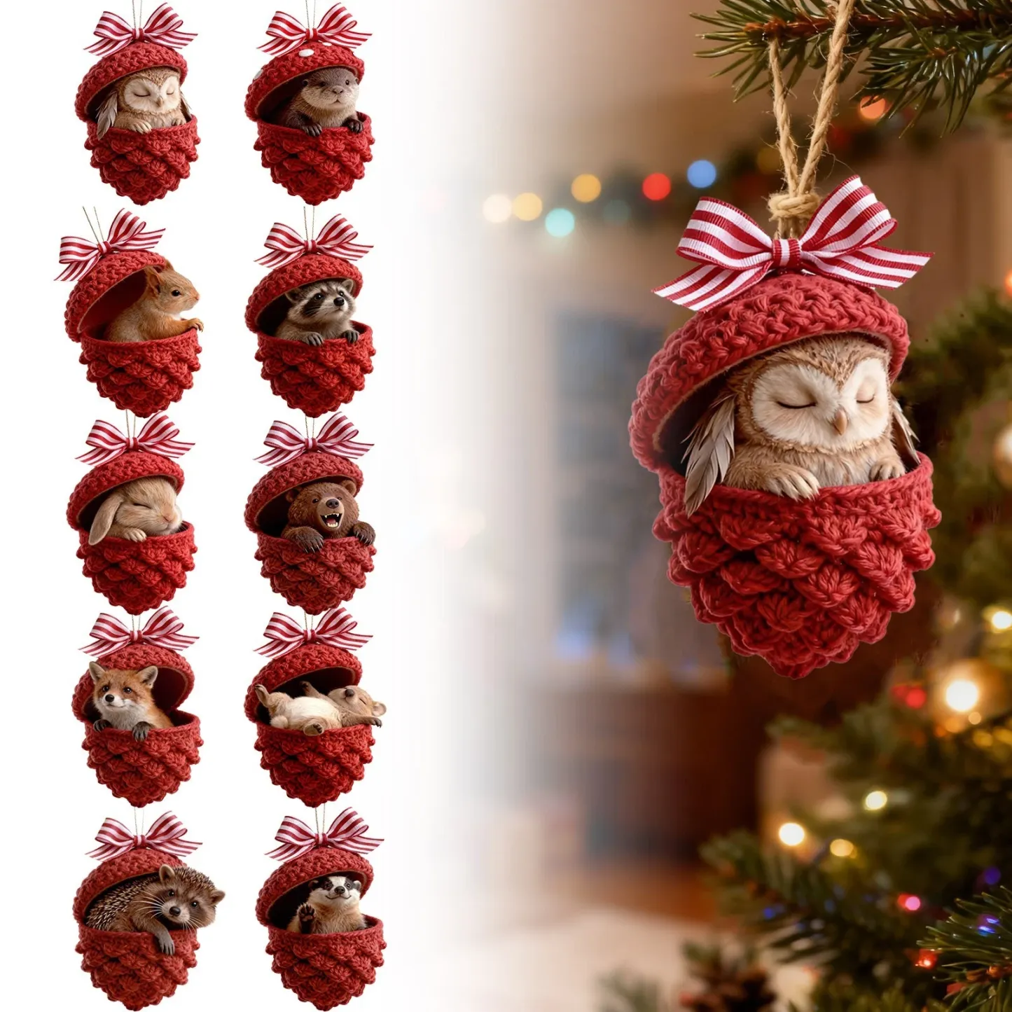 🎁❤️Forest Animal Acorn Ornaments – Warm Forest Christmas Decorations